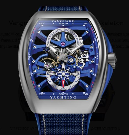 Review Buy Franck Muller Vanguard Yachting Anchor Skeleton Classic Replica Watch for sale Cheap Price V 45 S6 SQT ANCRE YACHT (BL)